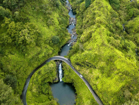 hana highway tour helicopter view waterfall product images