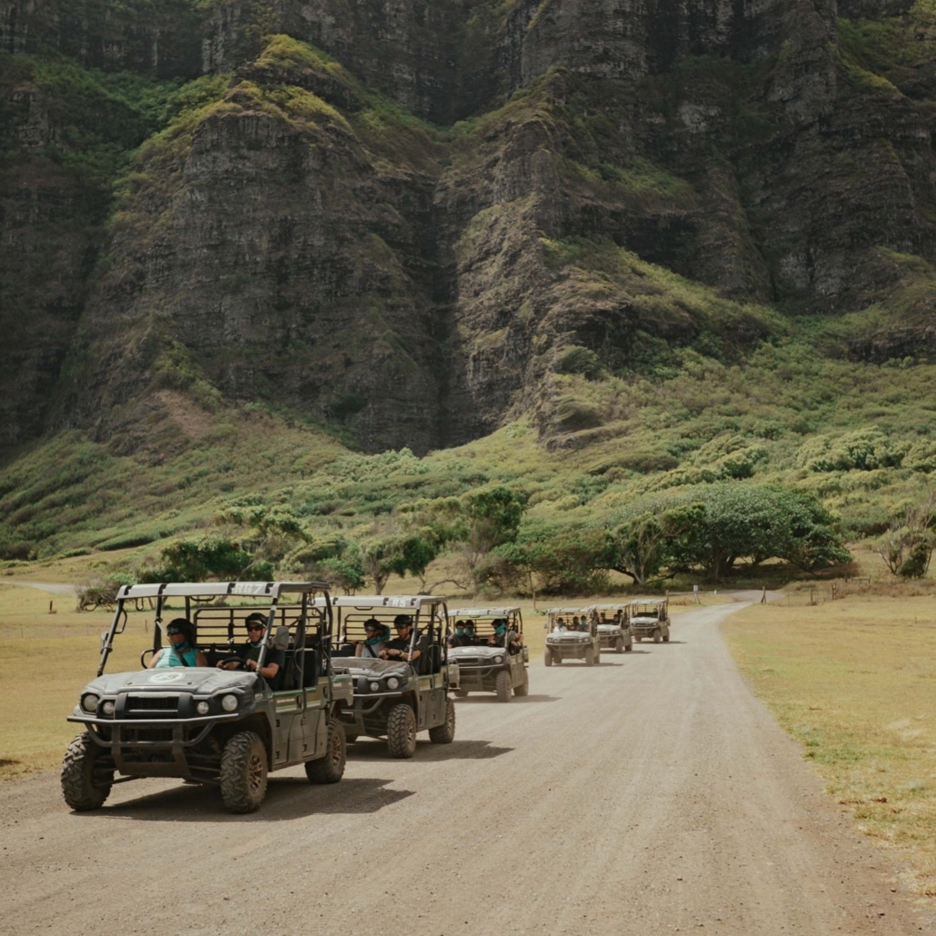 kualoa jurassic valley utv ride group riding slide