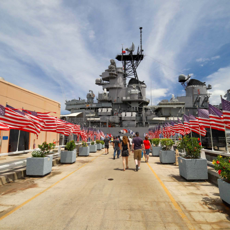 the uss missouri battleship over view