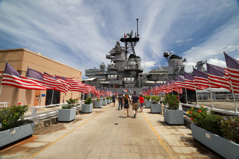 the uss missouri battleship over view