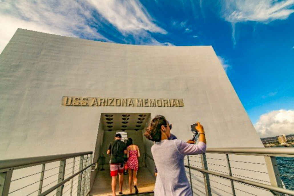 uss arizona memorial entrance woman