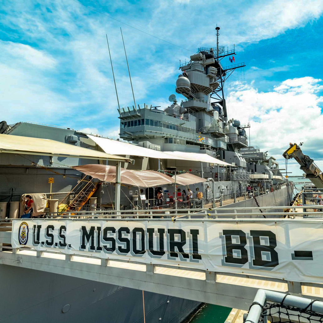 uss missouri gangway entrance banner pearl harbor oahu