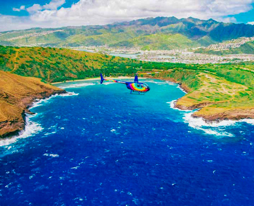 hanauma bay one of the most popular tourist destinations in oahu hawaii rainbow helicopters oahu